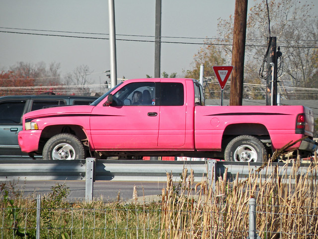 pink girl female truck weird funny cab barbie pickup dodge extended ram oddity 1990s 90s