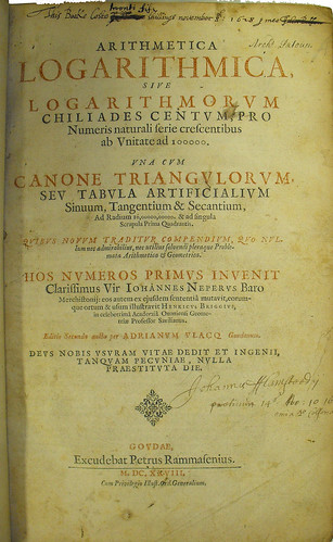 John Flamsteed: Titlepage of Briggs, Henry: Arithmetica Logarithmica