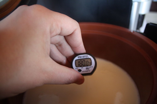 Heat milk to 180 degrees 
