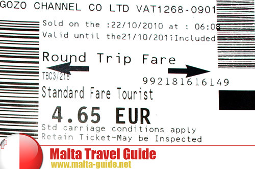 Gozo Island ferry boat ticket Malta