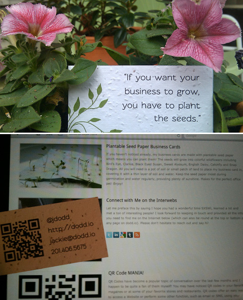 plantable seed paper business card design