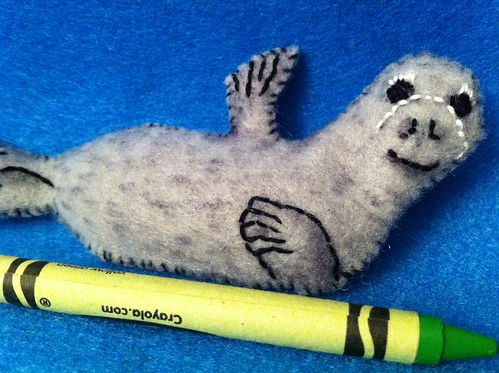 Grey Seal and crayon for scale