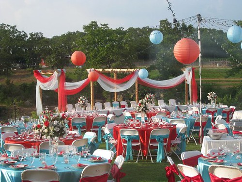 wedding decorations turquoise and red