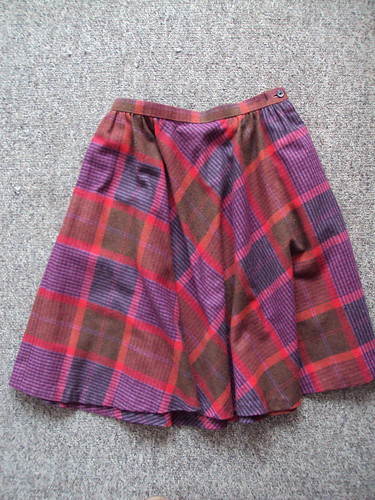 High Waisted Plaid Wool Vintage Skirt