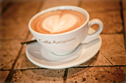 Freshly made latte from Caffe Artigiano Coffee House