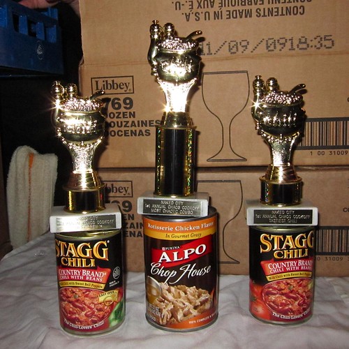 The trophies. Black Raven La Petite Mort won best beer, 7 Seas won best chili, and Big Time won best chaotic combo.