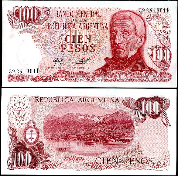 100 Pesos Argentína 1976-78, P302