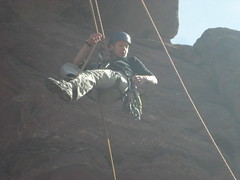 Passing a Knot on Rappel Close-up