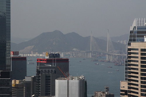 Stonecutters Bridge with the island of Tsing Yi behind