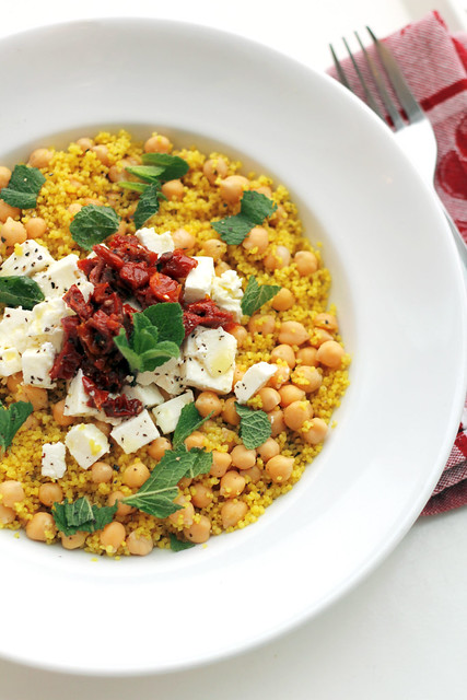 Chickpeas, Feta Cheese and Sun dried tomatoes Couscous