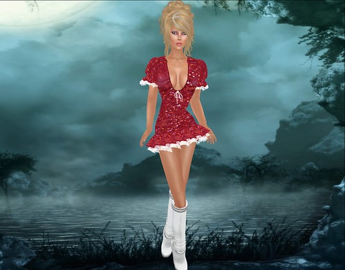 Unique White Glitter boots & Candy Heart dress