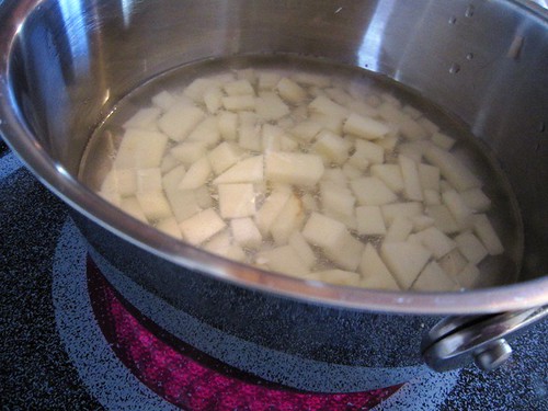 Potatoes in pot waiting to boil