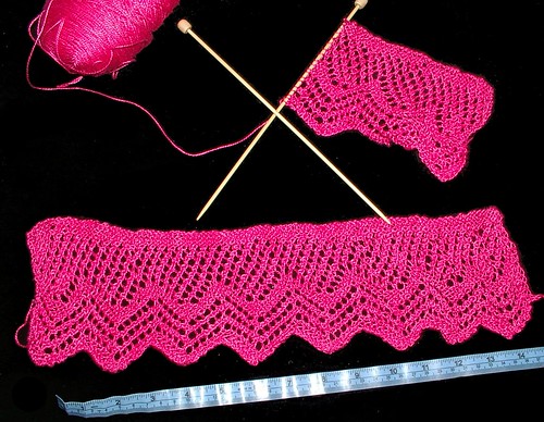 knitting lace 2 cuffs