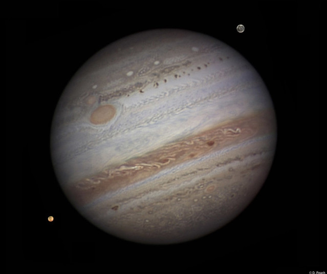 Jupiter, with Ganymede & Io - September 2010.