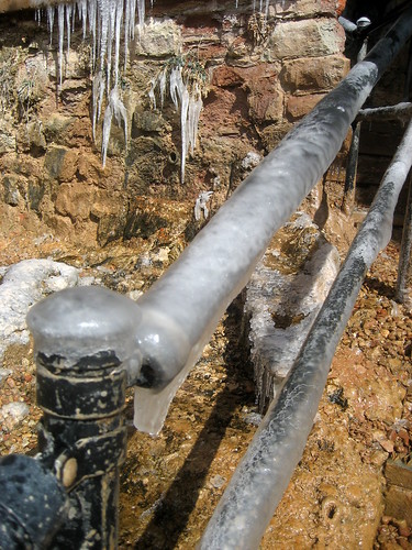 Frozen railings at Weeping Rock