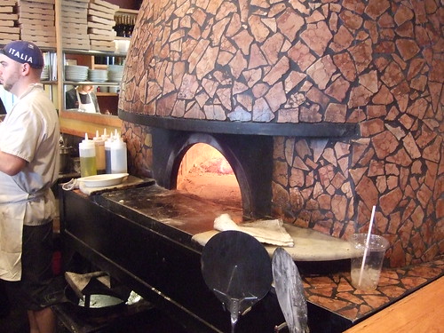 Wood-fired pizza oven at Dough in San Antonio