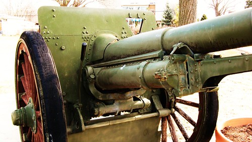 Historic United States military cannon from World War 1 on display. Morton Grove Illinois USA. Monday, March 14th, 2011. by Eddie from Chicago