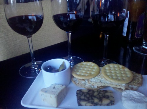 Red flight with artisian cheeses