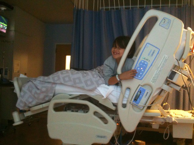 Day 3 at CHOC Hospital Garrett is doing much better Your prayers have been heard We are soooo grateful for all our friends who took the time to send love and well wishing Garrett thinks hes on vacation now Room Service and a quotmagic bedquot Huge th by Etiebens