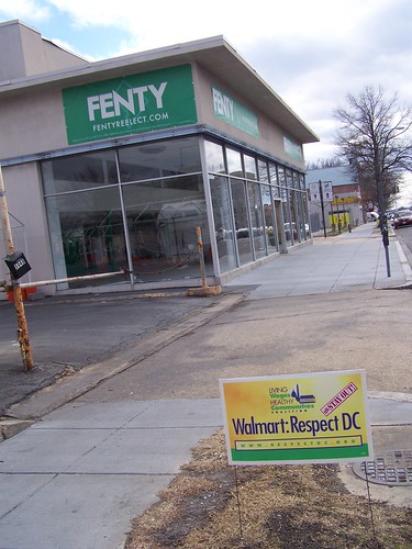 Walmart Respect DC advocacy campaign signs placed on the proposed site for a Ward 4 Walmart by rllayman