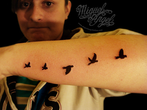 Little birds flying away tattoo Miguel Angel Custom Tattoo Artist