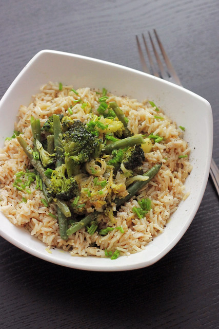 Broccoli, Green beans and Leeks Brown Rice 
