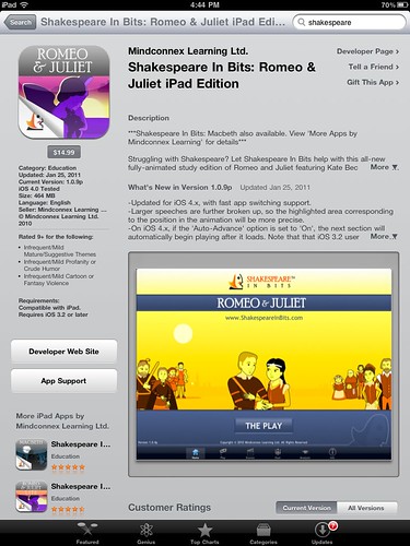 Shakespeare in Bits: Romeo and Juliet iPad Edition
