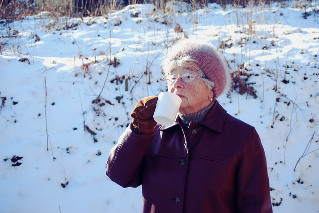 grandma drinking coffee