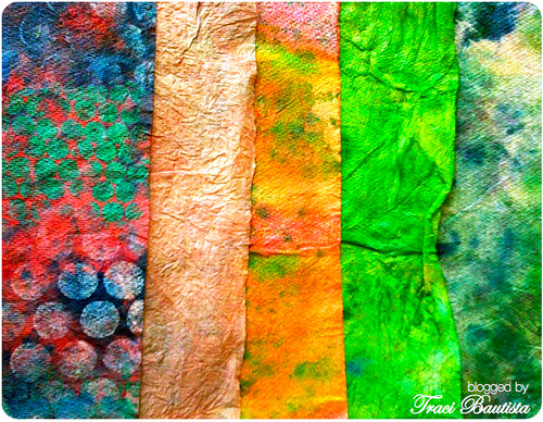 a collection of dyed paper towels
