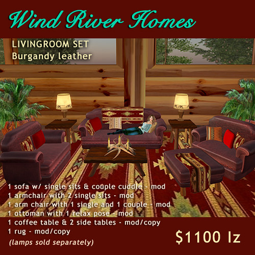Rustic Livingroom Set - Burgundy Leather by Teal Freenote