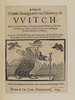Title page of A most certain, strange and true discovery of a witch