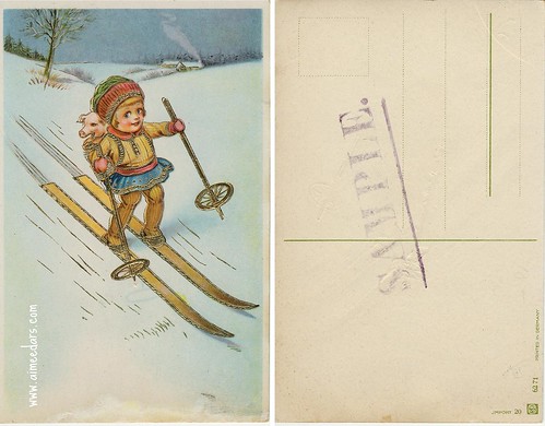 Pig and Girl Skiing