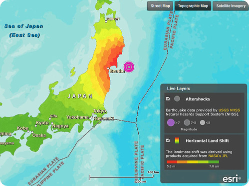 japan tsunami map. Map Japan Shift from