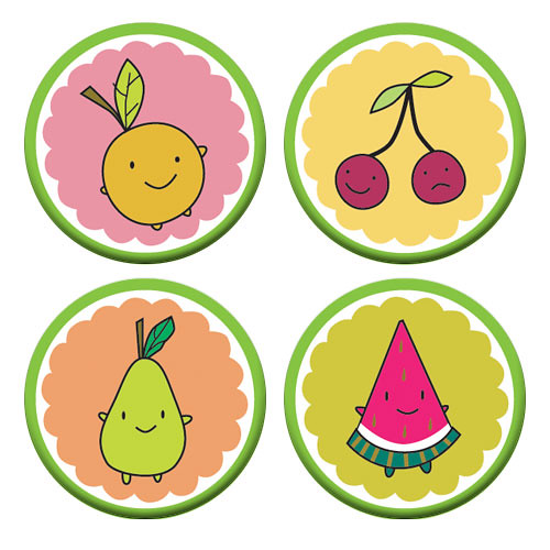 Cutie Fruity Friends badge set