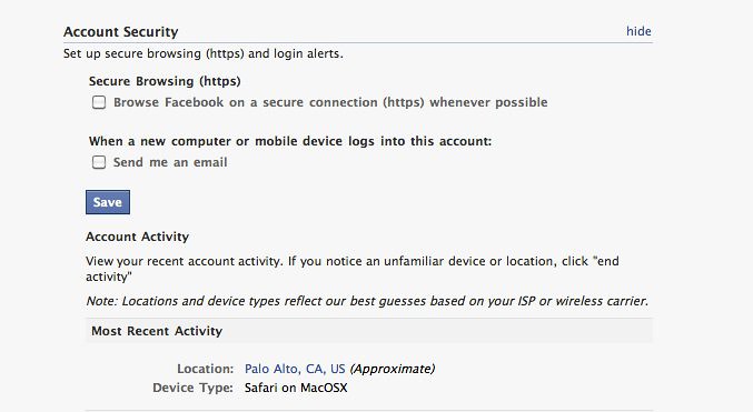 Facebook HTTPS settings