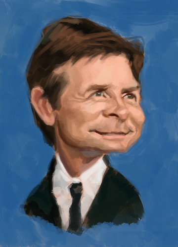 digital caricature of Michael J Fox - 2