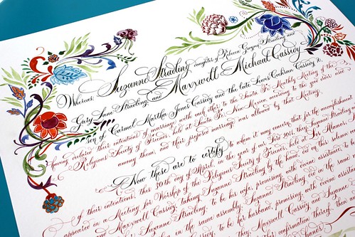 fairytale calligraphy wedding invitations silver wedding band flower