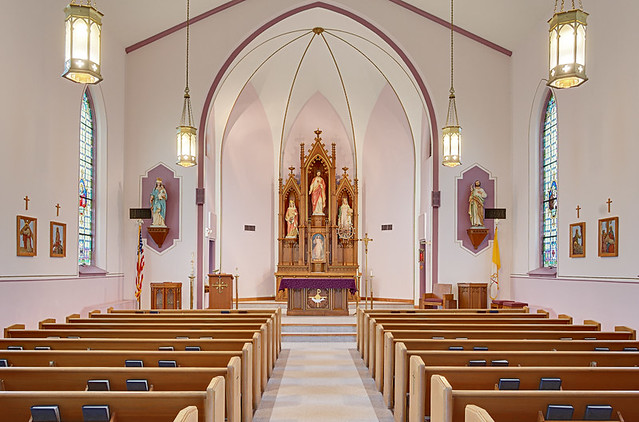 Saint Elizabeth Roman Catholic Church, in Marine, Illinois, USA - nave