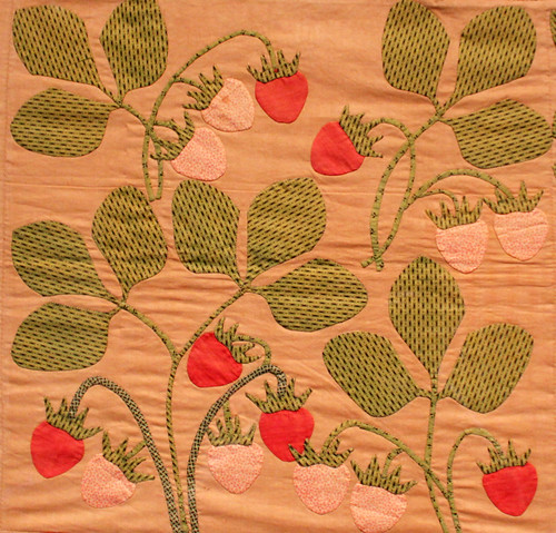 Strawberry applique quilt at the Folk Art Museum