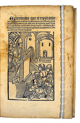 Title-page with woodcut illustration from Gerardus de Harderwyck: Epitomata, seu Reparationes totius philosophiae naturalis Aristotelis
