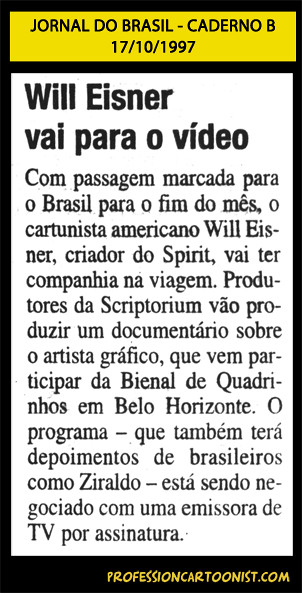 "Will Eisner vai para vídeo" - Jornal do Brasil - 17/10/1997