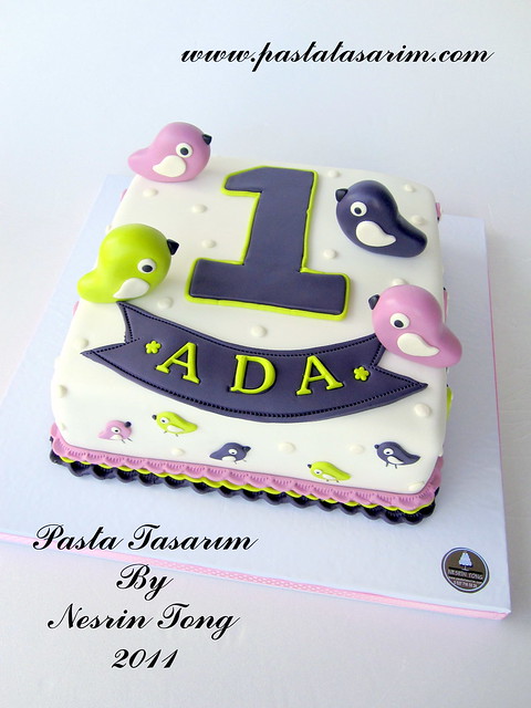 LITTLE BIRDS 1ST BIRTHDAY CAKE - ADA BIRTHDAY