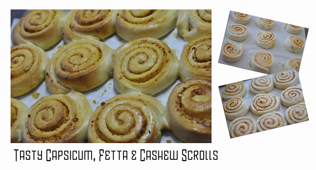 Tasty Capsicum, Fetta & Cashew Scrolls