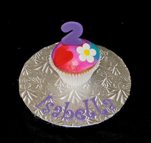Tie dye topper jumbo cupcake 2nd birthday cupcake tower hearts, flowers and peace signs