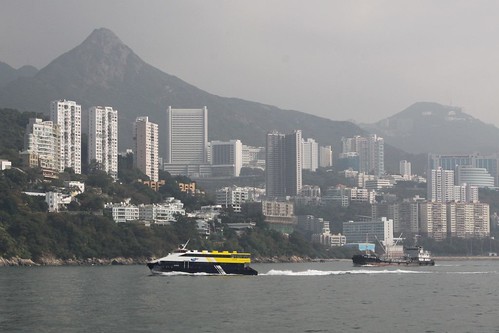 HKKF ferry passes the south side of Hong Kong Island from