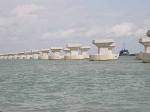 A row of completed piers