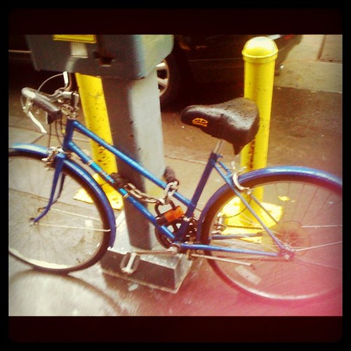 Pretty sure this is Bill Cunningham's bicycle locked up outside NYT