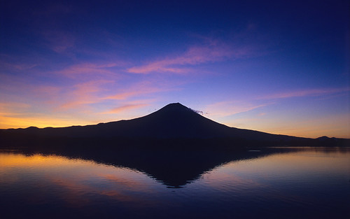 フリー写真素材|自然・風景|山|湖・池|夕日・夕焼け・日没|日本|富士山|