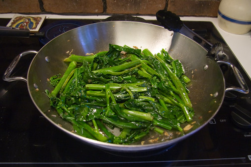 Add Gailan Leaves and Soy Sauce