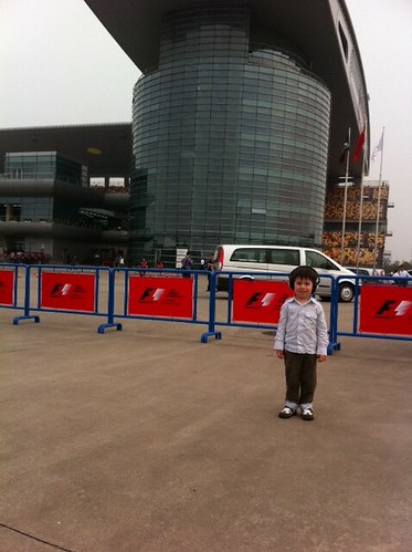 Scott at the entrance to the Shanghai Formula One paddock club
